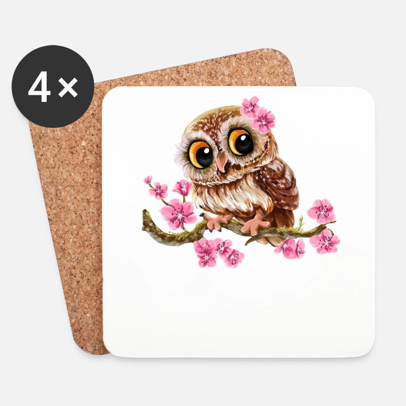 Ich Mag Halt Eulen, Okay? Lustige Eulen Sprüche Ow - Untersetzer (4er-Set) - Weiß