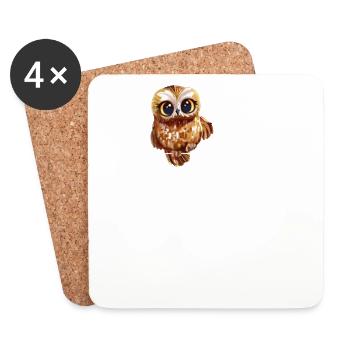 Owl Heartbeat Heartbeat EKG Owl Pulse Sweet Owl - Coasters (set of 4) - white - Front