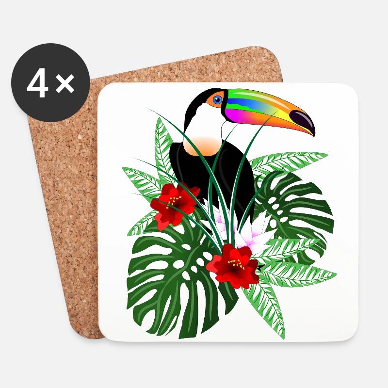 Tucano uccello - Sottobicchieri (set da 4 pezzi) - bianco