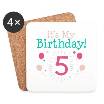It's My 5th Birthday Gift 5 Year Old Gifts Fifth B - Coasters (set of 4) - white - Front