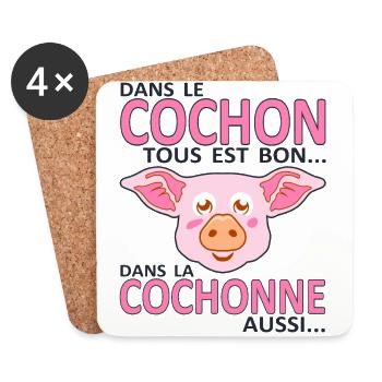 cochon cochonne tout bon humour couple sexe citati - Dessous de verre (lot de 4) - blanc - Devant
