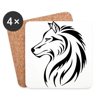 Wolf - Untersetzer (4er-Set) - Weiß - Vorne