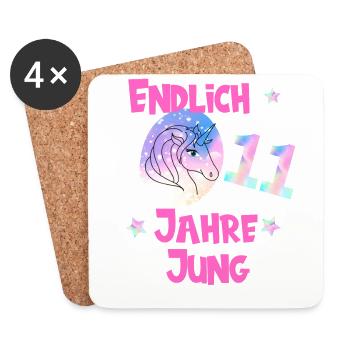 Geburtstag 11 Jahre,Geschenkidee,Geschenk - Untersetzer (4er-Set) - Weiß - Vorne