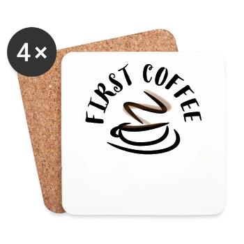Kaffee, Kaffee, Kaffee, Kaffee, Kaffee, lustig - Untersetzer (4er-Set) - Weiß - Vorne