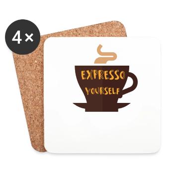 Coffee, Coffee, Coffee, Coffee, Coffee, Funny - Coasters (set of 4) - white - Front