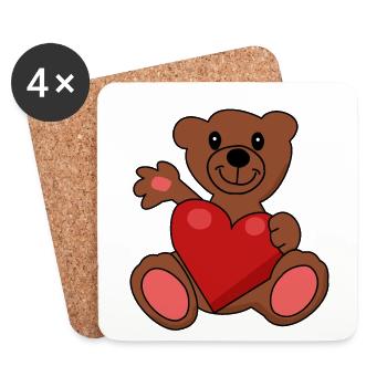 Teddy Teddybär Herz Stofftier Baby Kinder Geburt - Untersetzer (4er-Set) - Weiß - Vorne