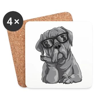 Cooler Cane Corso mit Sonnenbrille - Untersetzer (4er-Set) - Weiß - Vorne