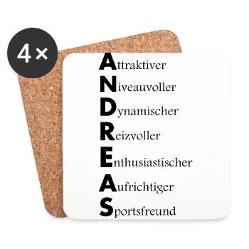Andreas Vorname Name Andi Andy - Untersetzer (4er-Set) - Weiß - Vorne