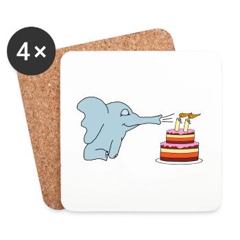 2nd birthday elephant child - Coasters (set of 4) - white - Front