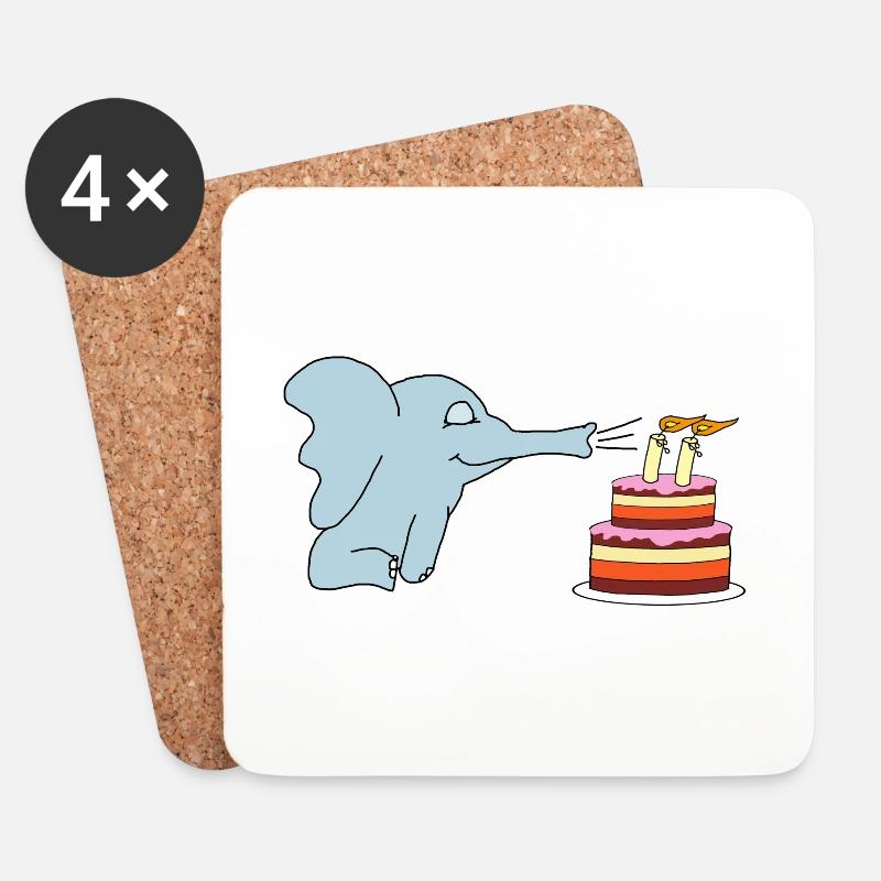 2. Geburtstag Elefantenkind - Untersetzer (4er-Set) - Weiß