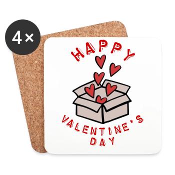 Saint-Valentin, Saint-Valentin, Saint-Valentin - Dessous de verre (lot de 4) - blanc - Devant