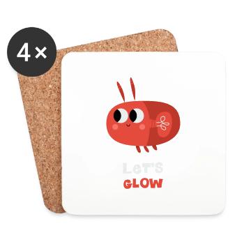 Let's Glow | Cute firefly for kids - Coasters (set of 4) - white - Front