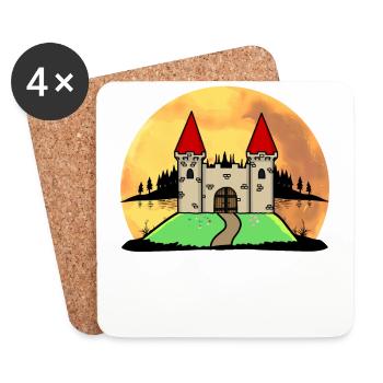 Middle Ages Castle Castle Fortress Nature Fantasy - Coasters (set of 4) - white - Front