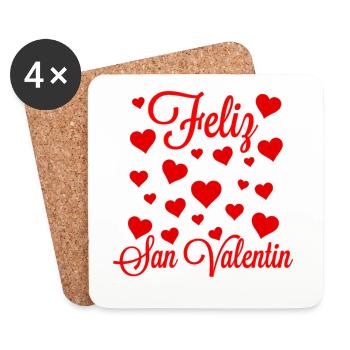 Saint-Valentin, Saint-Valentin, Saint-Valentin - Dessous de verre (lot de 4) - blanc - Devant