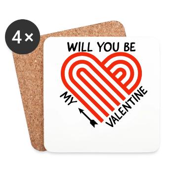 Saint-Valentin, Saint-Valentin, Saint-Valentin - Dessous de verre (lot de 4) - blanc - Devant