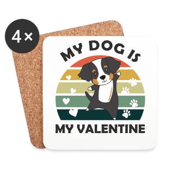 My dog is my valentine Berner Sennen vintage herz - Untersetzer (4er-Set) - Weiß - Vorne