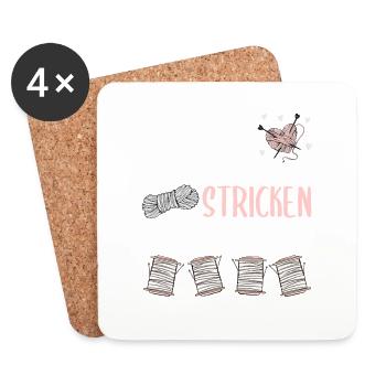 Stricken macht schlank, Stricken Geschenk - Untersetzer (4er-Set) - Weiß - Vorne