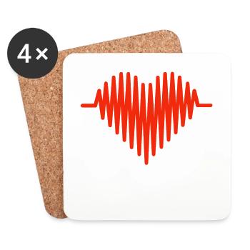 Saint-Valentin, Saint-Valentin, Saint-Valentin - Dessous de verre (lot de 4) - blanc - Devant