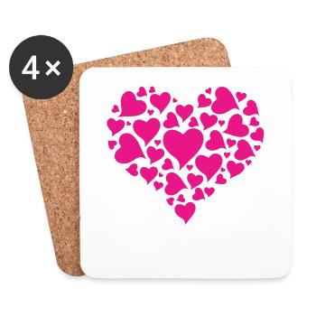Saint-Valentin, Saint-Valentin, Saint-Valentin - Dessous de verre (lot de 4) - blanc - Devant