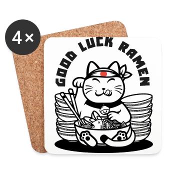 Good Luck Ramen - maneki neko - Coasters (set of 4) - white - Front