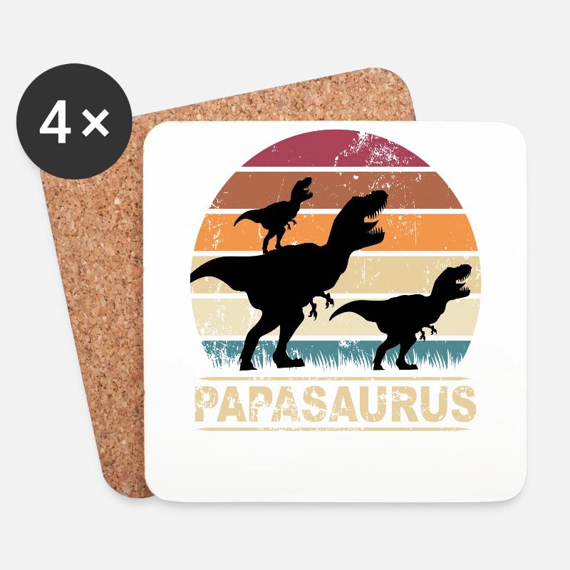 Papasaurus Dinosaurier Kinder Dinos Geschenk - Untersetzer (4er-Set) - Weiß