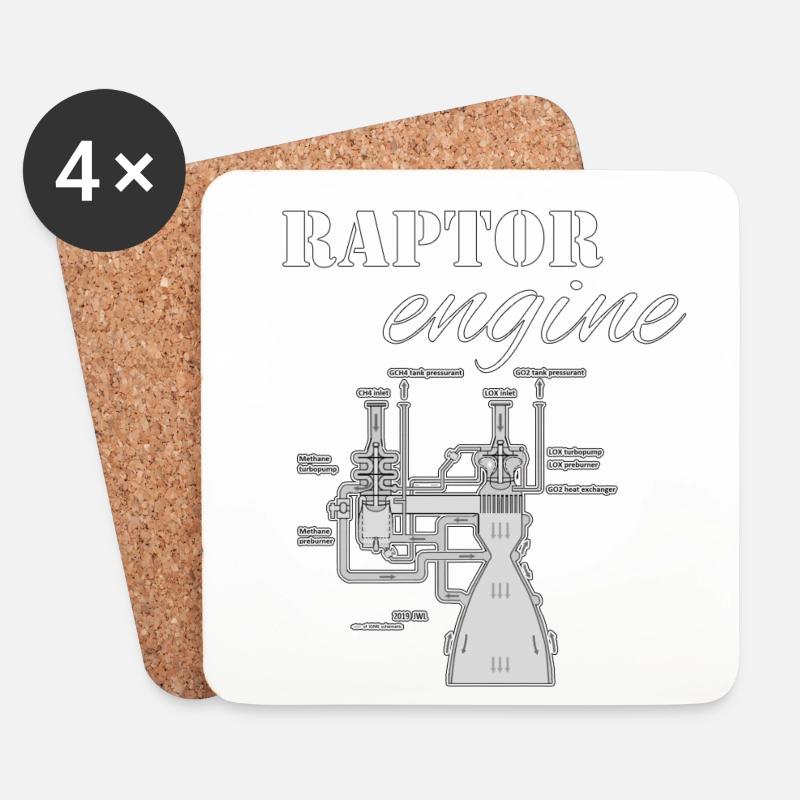 raptor engine - Coasters (set of 4) - white