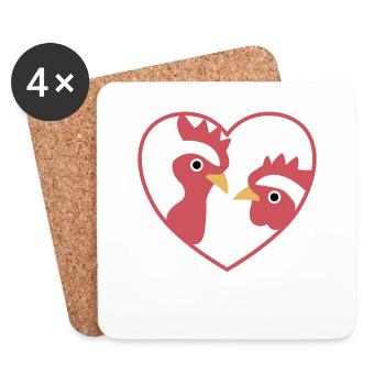 I love chicken sweet chicken rooster chicken - Coasters (set of 4) - white - Front