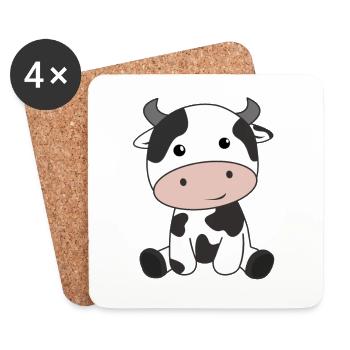 Kuh Kalb Baby Kühe Kuhflecken süße Tiere - Untersetzer (4er-Set) - Weiß - Vorne