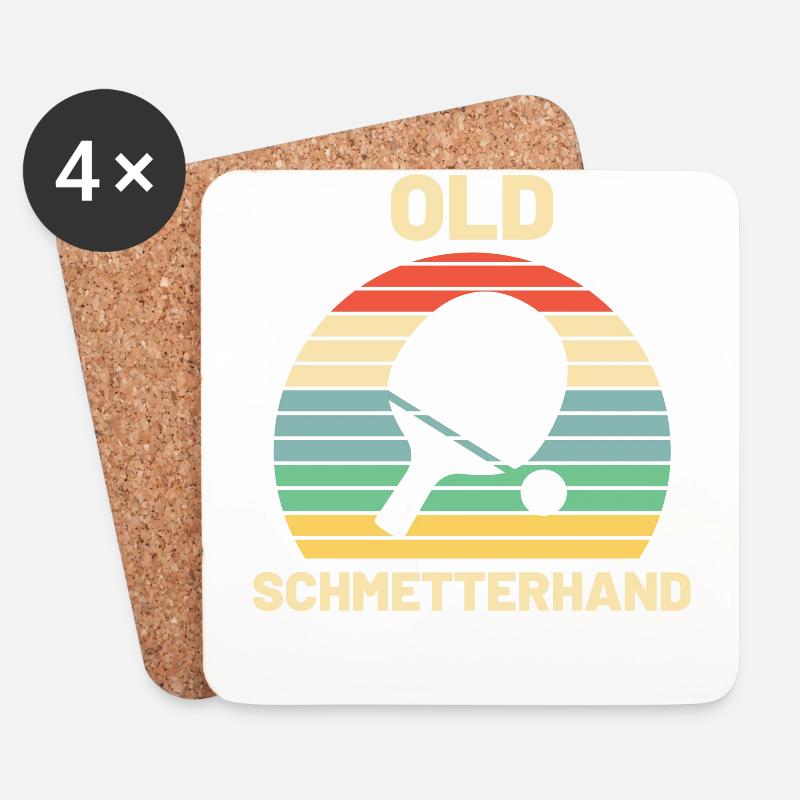 Old Schmetterhand Tischtennis Geschenk - Untersetzer (4er-Set) - Weiß