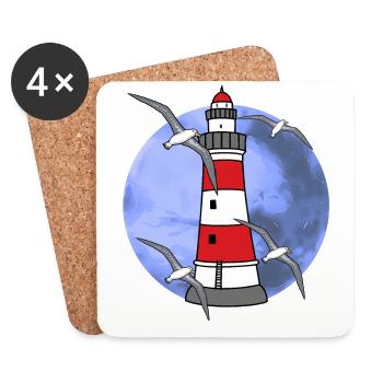 Phare du nord de l’Allemagne Nautique Maritim Seagull - Dessous de verre (lot de 4) - blanc - Devant