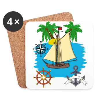 Sailboat Seaing Caribbean South Sea Sailor Sailing - Coasters (set of 4) - white - Front