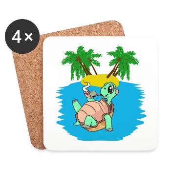 Tortue, Île, Jeune, Caraïbes, Mers du Sud, Été - Dessous de verre (lot de 4) - blanc - Devant