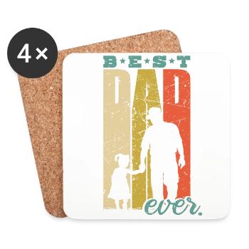 Best Dad Ever Retro Dad Birth Daughter Gift - Coasters (set of 4) - white - Front