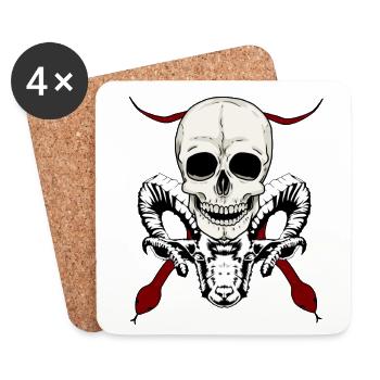 Devil Satan Satan Satanic Demon Devilish Skull - Coasters (set of 4) - white - Front