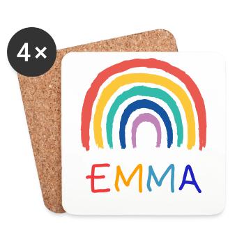 Emma Girl Name Kids Rainbow - Coasters (set of 4) - white - Front