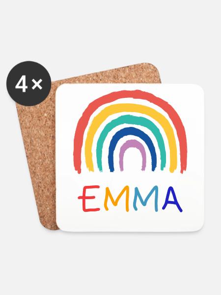 Emma Mädchen Name Kinder Regenbogen - Untersetzer (4er-Set) - Weiß