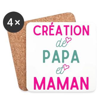 CRÉATION DE PAPA ET MAMAN idée cadeau - Dessous de verre (lot de 4) - blanc - Devant
