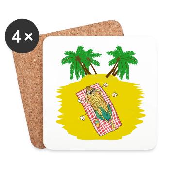 Vacationers Tourist Lazy Laziness Leisure Heat - Coasters (set of 4) - white - Front