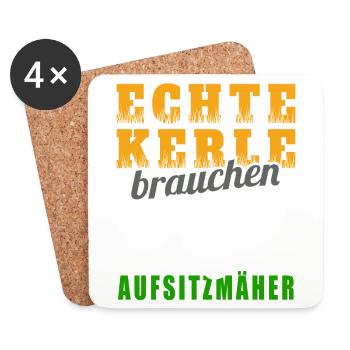 Rasenmäher Aufsitzmäher Rasentraktor Gartenarbeit - Untersetzer (4er-Set) - Weiß - Vorne