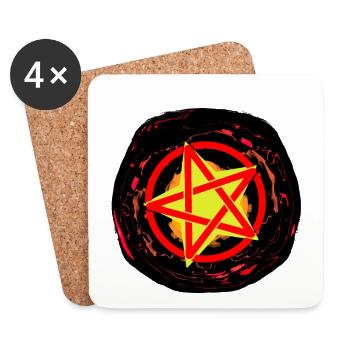 Satan Teufel Pentagramm Hölle Tod Ritual Okkult - Untersetzer (4er-Set) - Weiß - Vorne