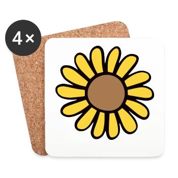 Sonnenschein Blumenblüte Herzschlag Sonnenblume - Untersetzer (4er-Set) - Weiß - Vorne