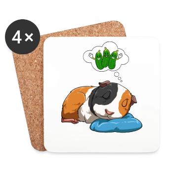 Guinea pig dreams of cucumbers - Coasters (set of 4) - white - Front