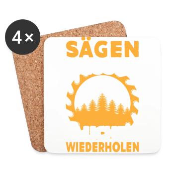 Sägen Messen Fluchen Wiederholen Säge - Untersetzer (4er-Set) - Weiß - Vorne