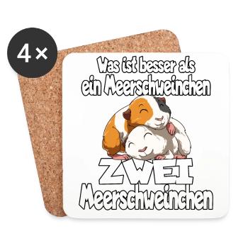 Was ist besser als ein Meerschweinchen Zwei - Untersetzer (4er-Set) - Weiß - Vorne