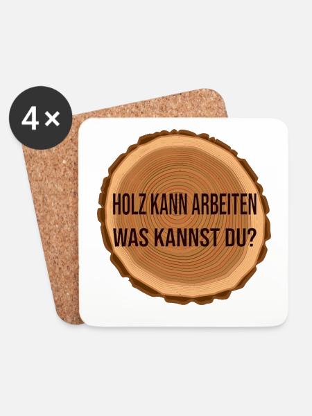 Holz arbeitet was kannst du? - Untersetzer (4er-Set) - Weiß