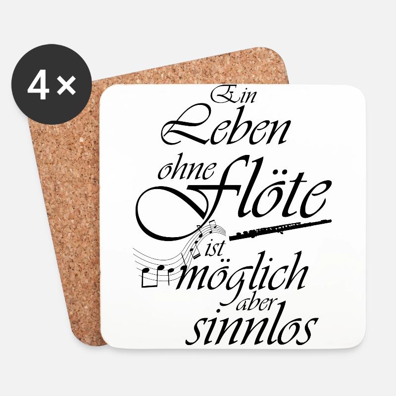 Flöte Querflöte Spielerin Orchester Instrument Mus - Untersetzer (4er-Set) - Weiß