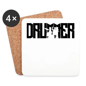 schlagzeug negative drummer schlagzeuger drums - Untersetzer (4er-Set) - Weiß - Vorne