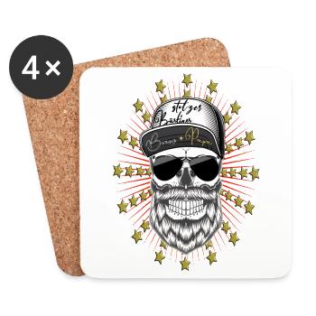 Stolzer Bärtiger Bonus Papa Bärtiger Papa - Untersetzer (4er-Set) - Weiß - Vorne