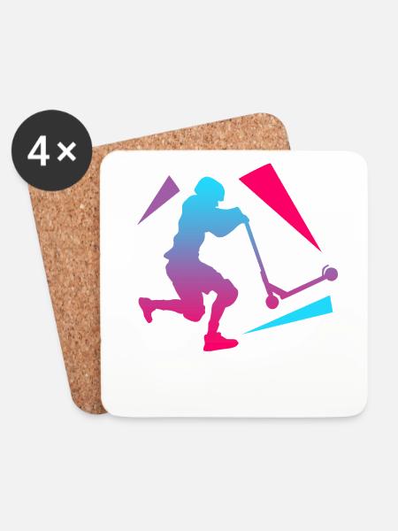 Scooter Spruch Skater Geschenk Kunst Zeichnung - Untersetzer (4er-Set) - Weiß