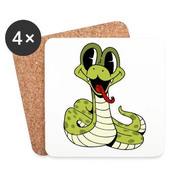 Mignon serpent mignon - Dessous de verre (lot de 4) - blanc - Devant
